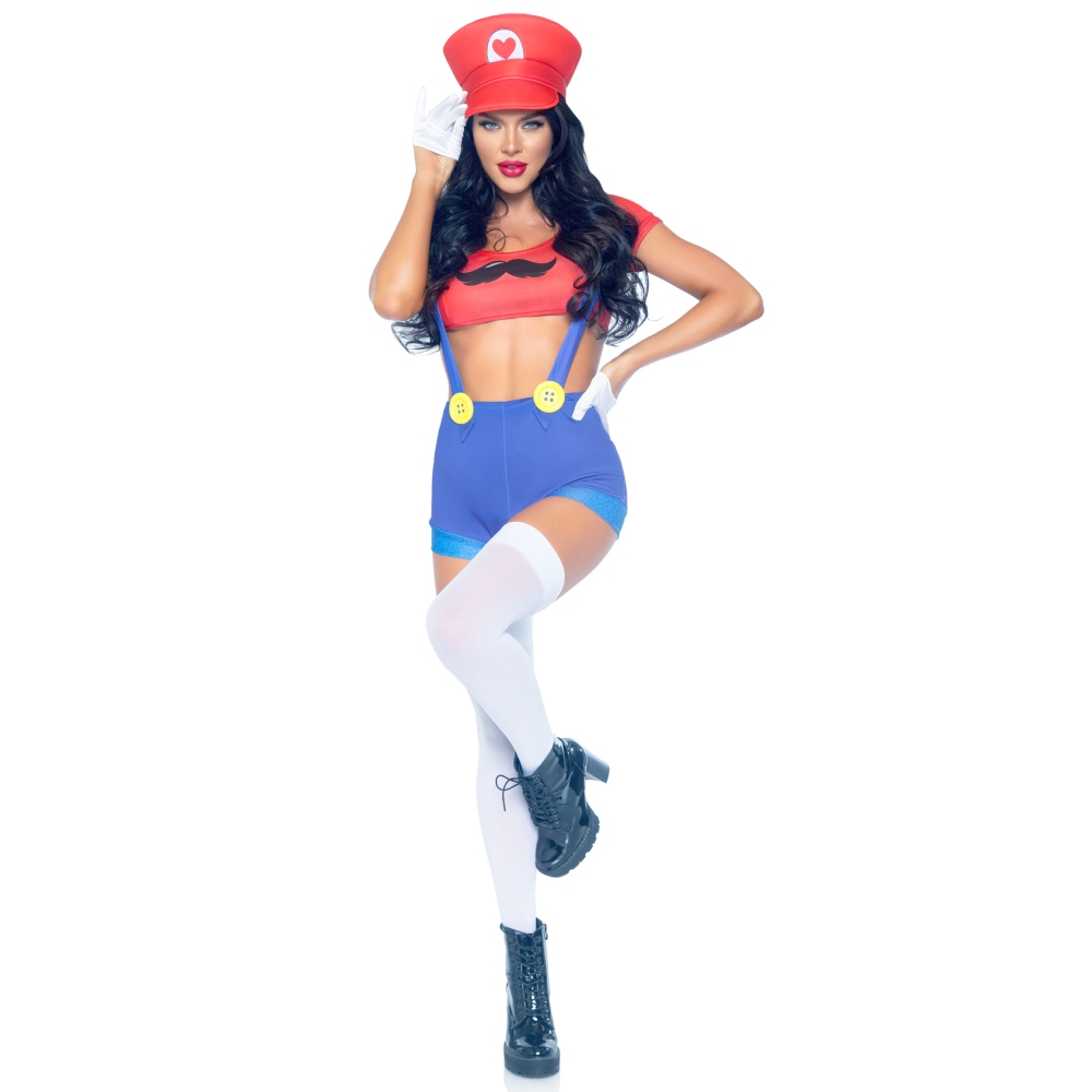 Leg Avenue - Gamer Babe Costume - Rouge/Bleu